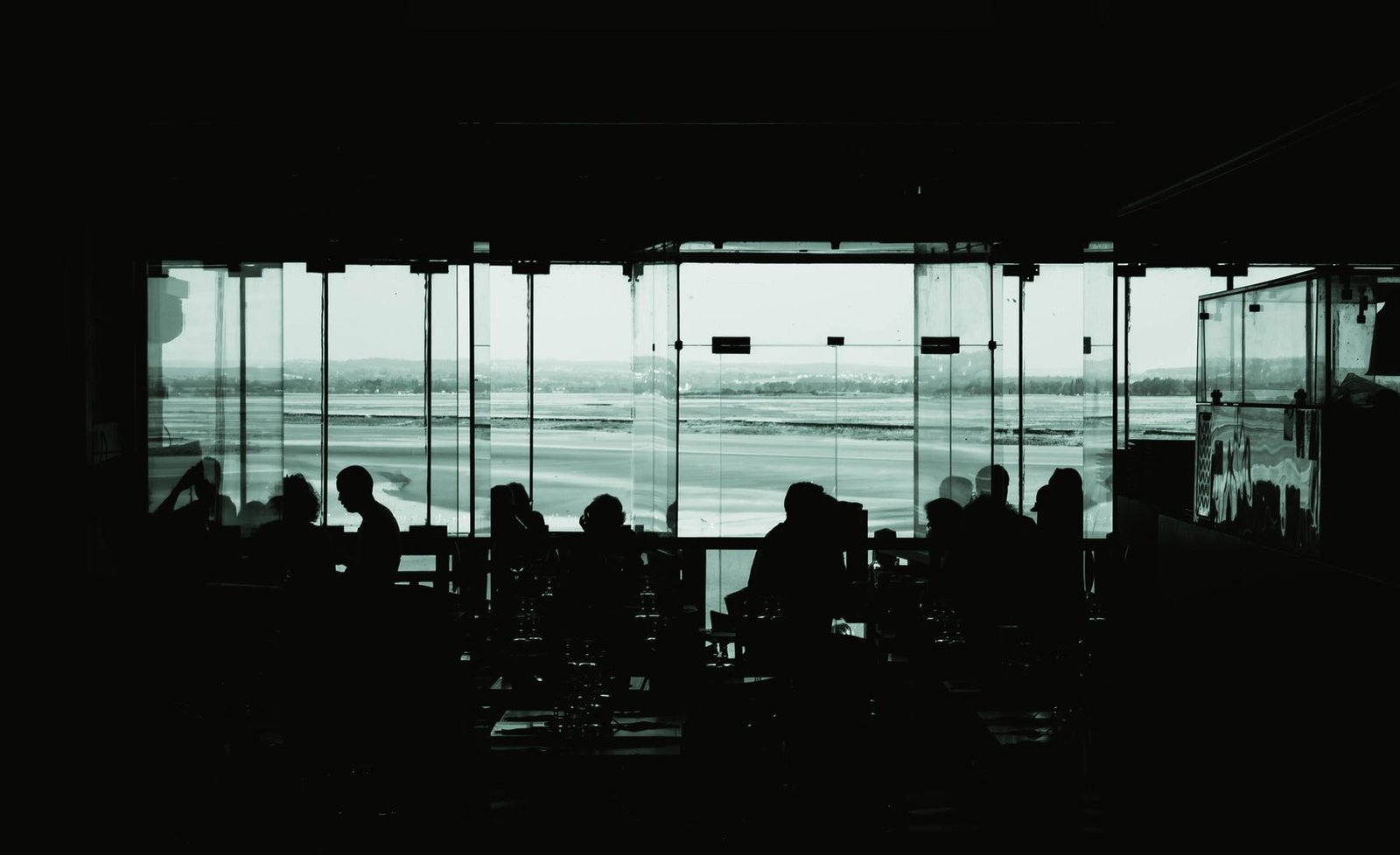 Paris airport terminal in backlight